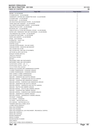 Massey Ferguson MF 394 H TRACTOR Parts Catalogue Manual