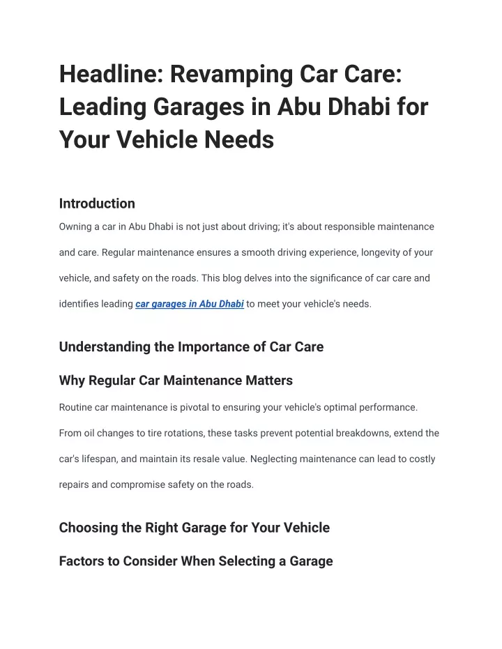 headline revamping car care leading garages