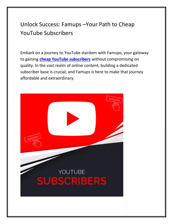 unlock success famups your path to cheap youtube
