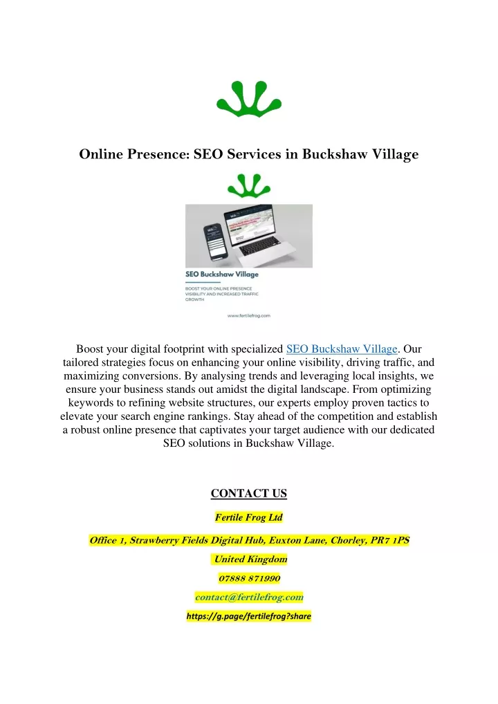 online presence seo services in buckshaw village