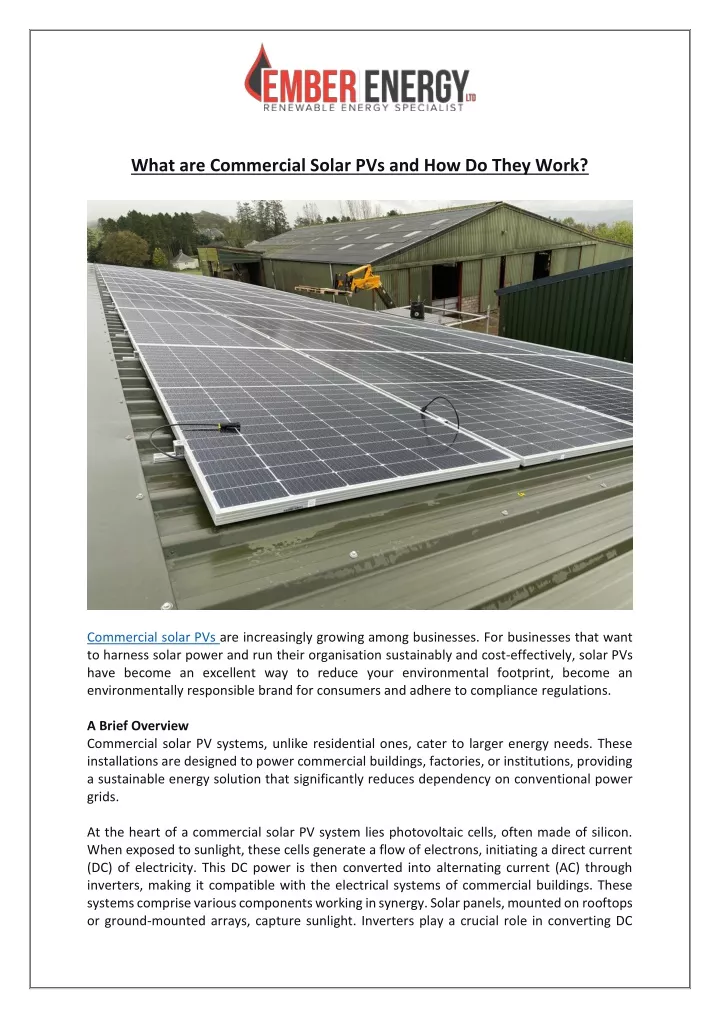 what are commercial solar pvs and how do they work