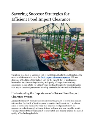 Savoring Success_ Strategies for Efficient Food Import Clearance