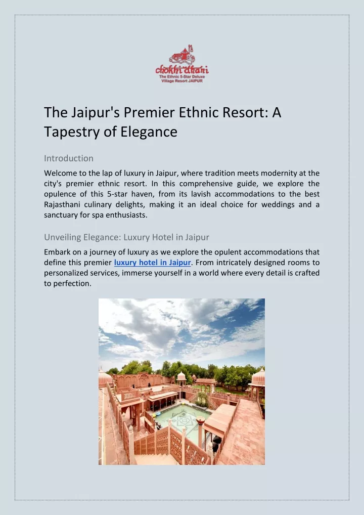 the jaipur s premier ethnic resort a tapestry