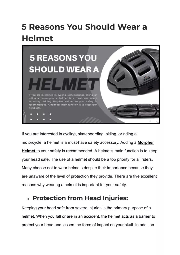 5 reasons you should wear a helmet