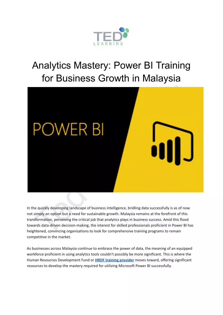 analytics mastery power bi training for business