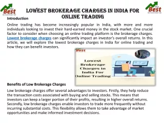 Lowest Brokerage Charges in India For Online Trading