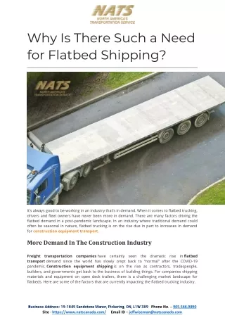 Why Is There Such a Need for Flatbed Shipping