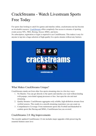 CrackStreams - Watch Livestream Sports Free Today