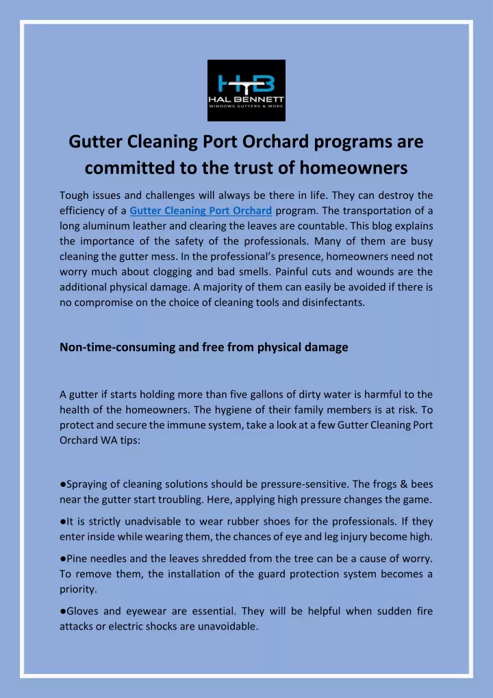 gutter cleaning port orchard programs