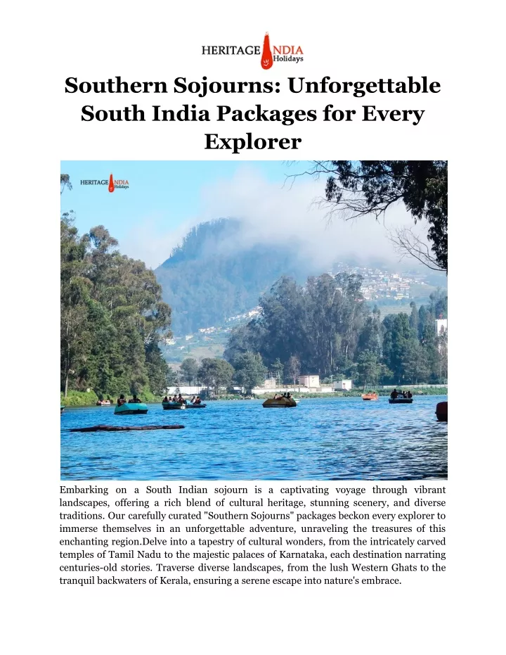 southern sojourns unforgettable south india