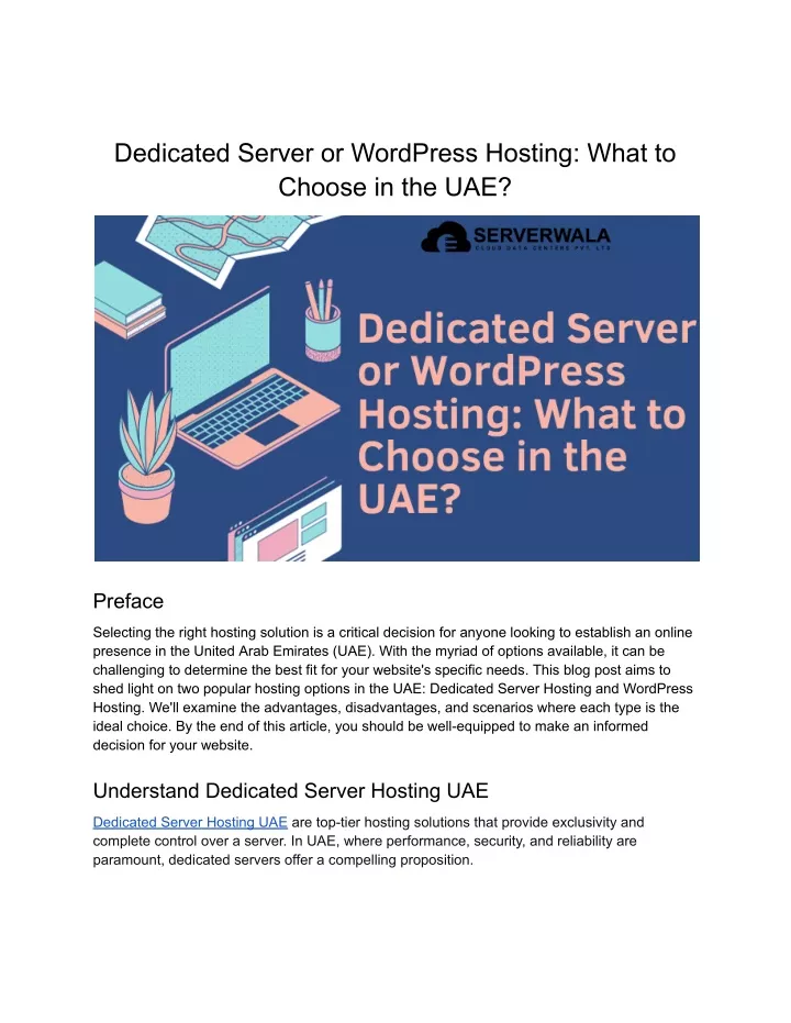 dedicated server or wordpress hosting what