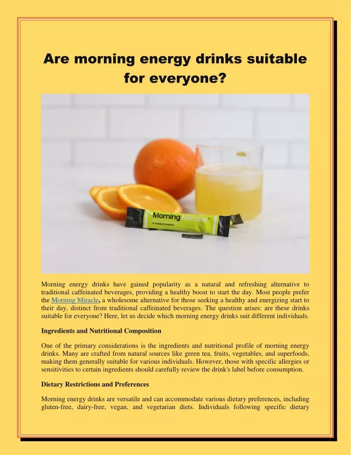 are morning energy drinks suitable for everyone
