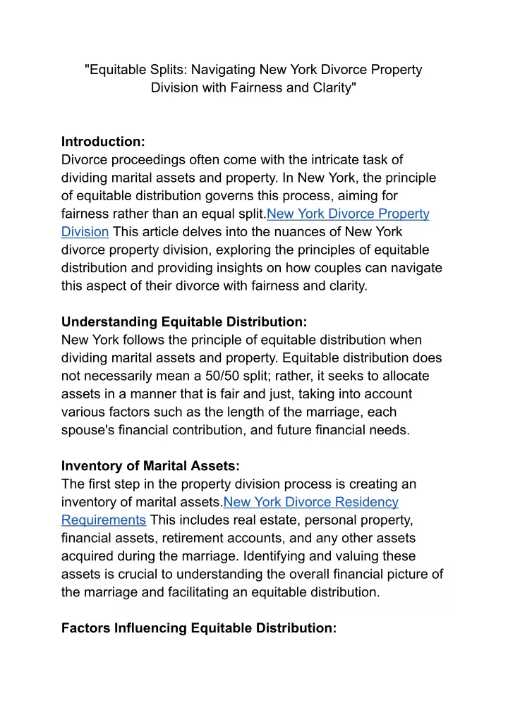 equitable splits navigating new york divorce
