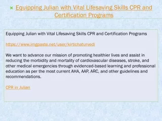 Equipping Julian with Vital Lifesaving Skills CPR and Certification Programs