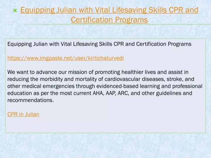 equipping julian with vital lifesaving skills cpr and certification programs
