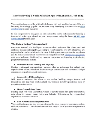 how to develop a voice assistant app with