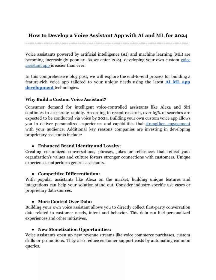 how to develop a voice assistant app with