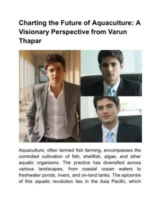 Charting the Future of Aquaculture: A Visionary Perspective from Varun Thapar