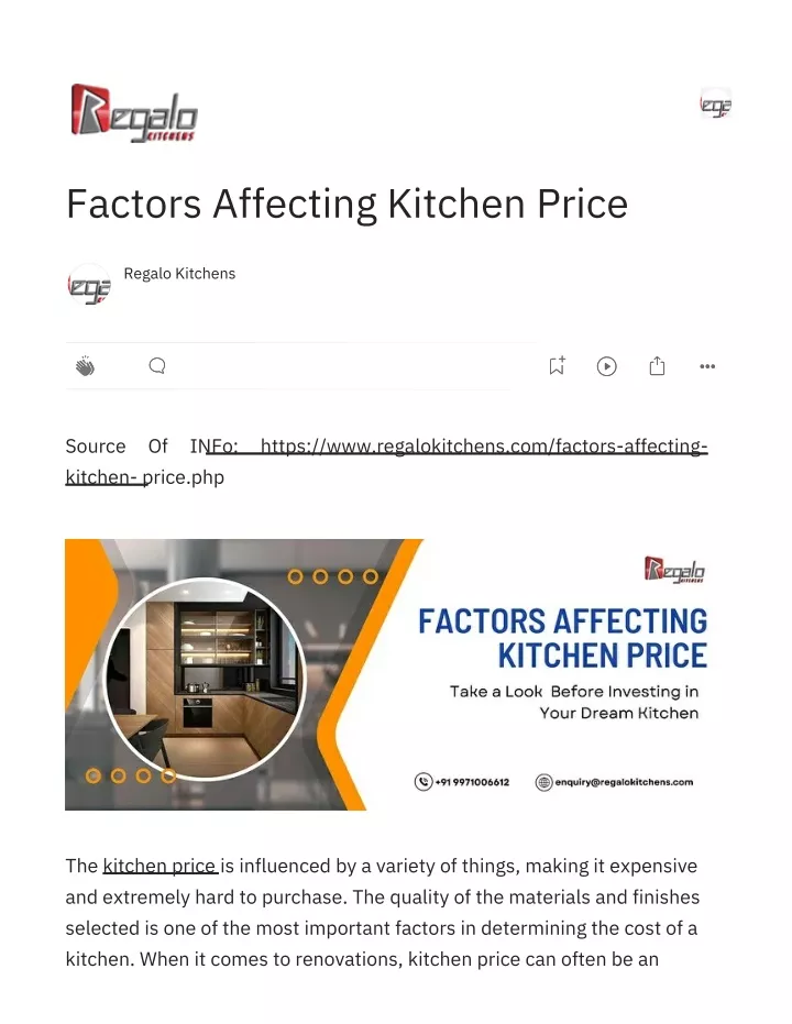 factors affecting kitchen price