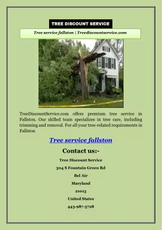 Tree service fallston | Treediscountservice.com