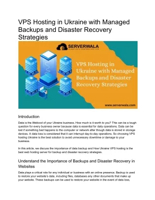 VPS Hosting in Ukraine with Managed Backups and Disaster Recovery Strategies