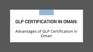 GLP Certification in Oman