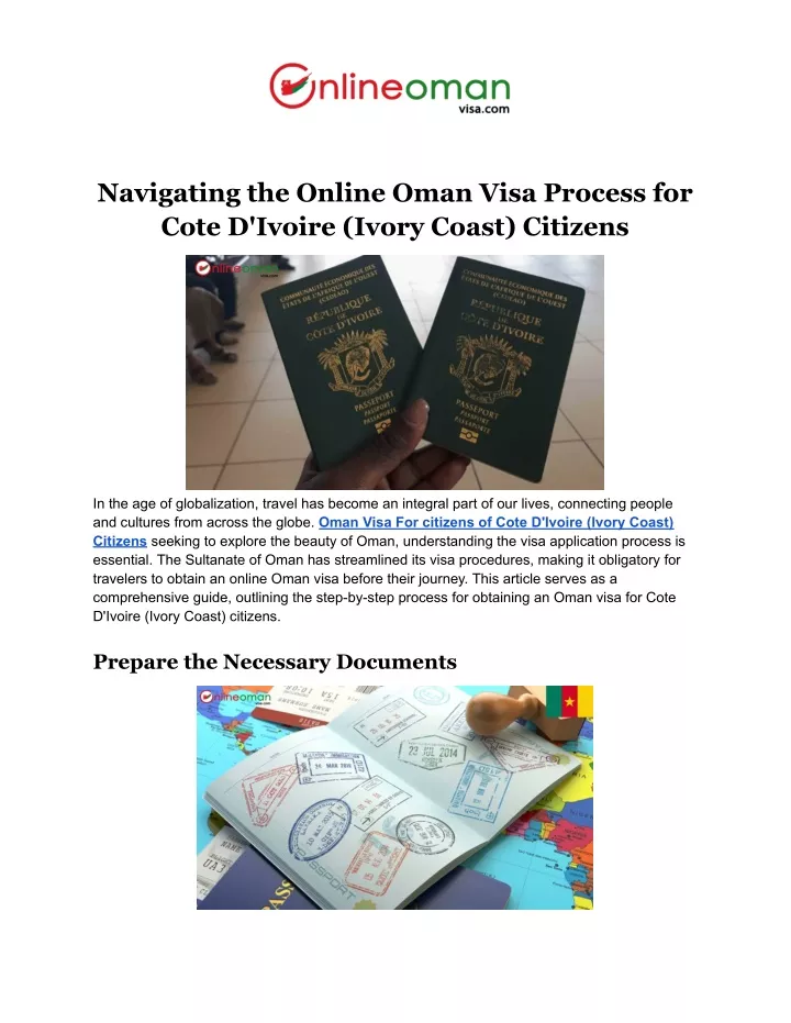 navigating the online oman visa process for cote