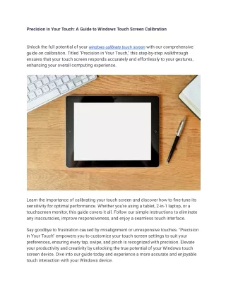 Precision in Your Touch: A Guide to Windows Touch Screen Calibration