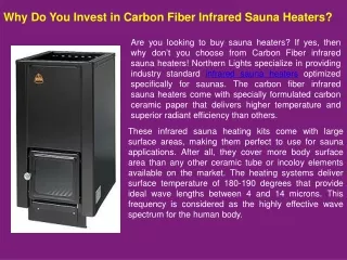 Benefits of Carbon Fiber Infrared Sauna Heaters