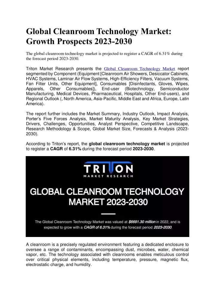 global cleanroom technology market growth