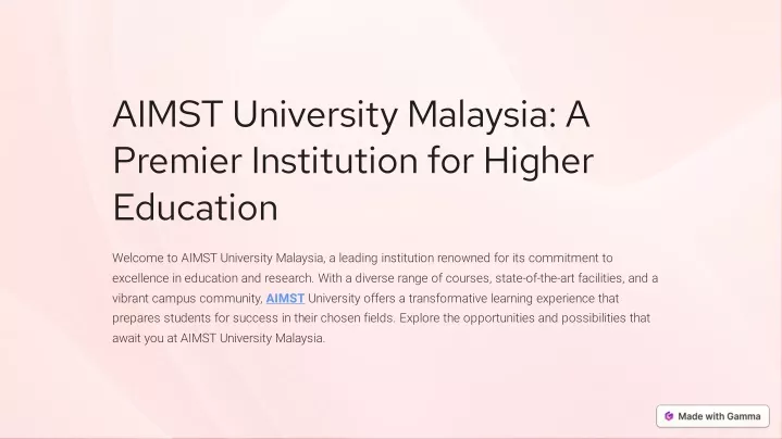 aimst university malaysia a premier institution