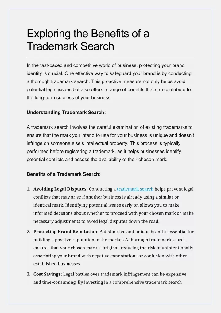 exploring the benefits of a trademark search