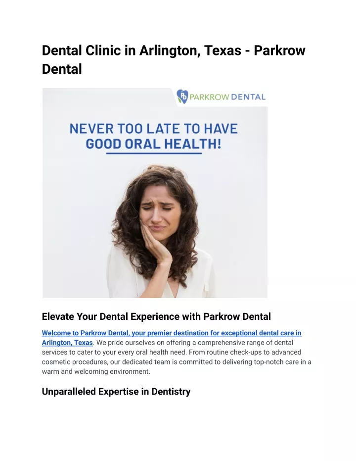 dental clinic in arlington texas parkrow dental