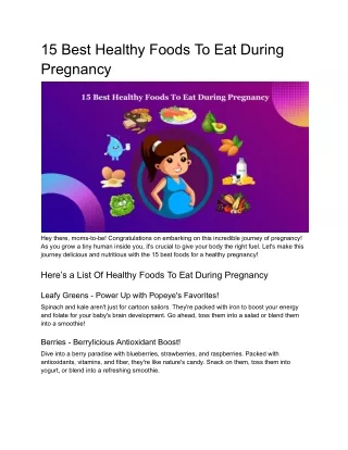15 Best Healthy Foods To Eat During Pregnancy