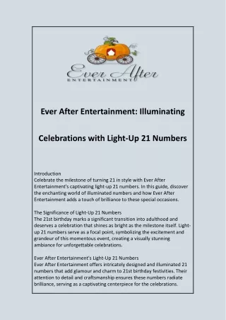 Light up 21 Numbers _ Ever After Entertainment