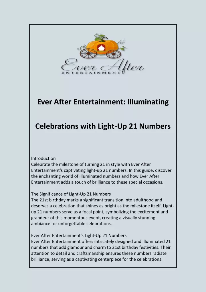 ever after entertainment illuminating