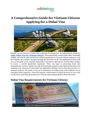 A Comprehensive Guide for Vietnam Citizens Applying for a Dubai Visa