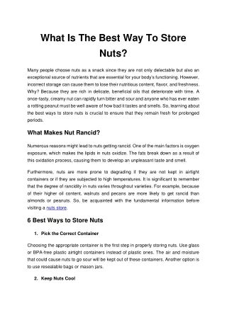 What Is The Best Way To Store Nuts