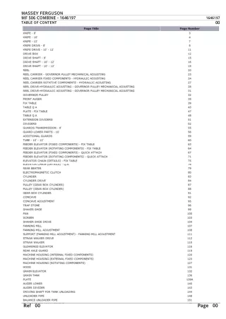 Massey Ferguson MF 506 COMBINE Parts Catalogue Manual