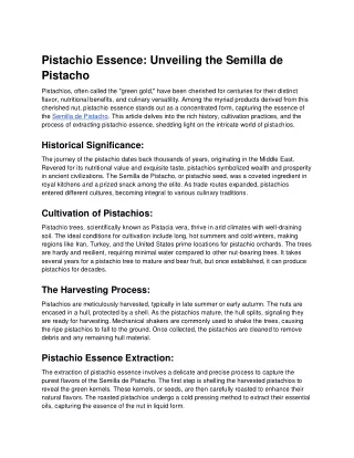 Pistachio Essence_ Unveiling the Semilla de Pistacho