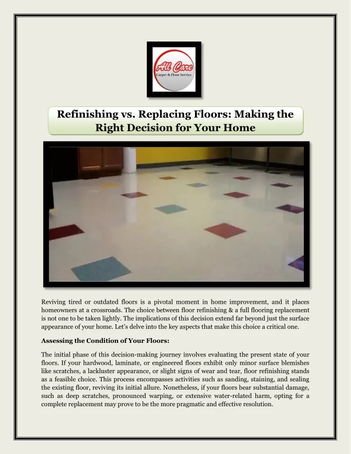 refinishing vs replacing floors making the right