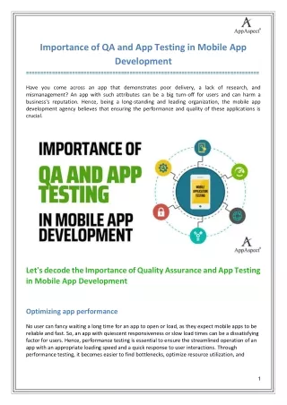 Importance of QA and App Testing in Mobile App Development