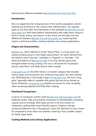 basmati rice vs long grain rice