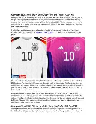 Germany Stuns with UEFA Euro 2024 Pink and Purple Away Kit