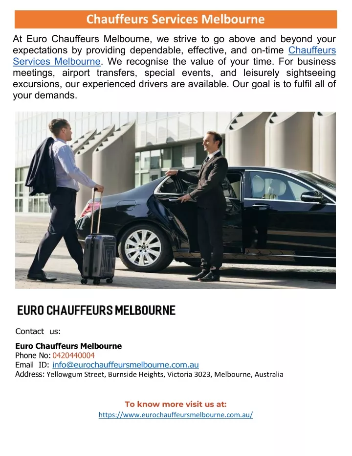 chauffeurs services melbourne