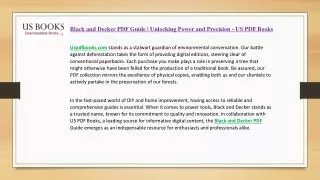 Black and Decker PDF Guide | Unlocking Power and Precision - US PDF Books