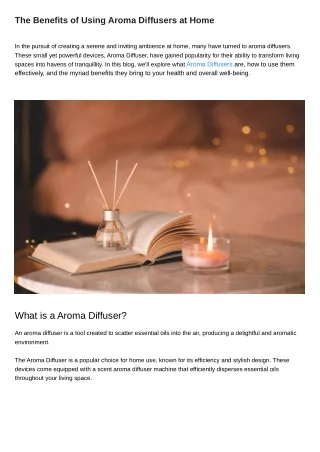 The Benefits of Using Aroma Diffusers at Home
