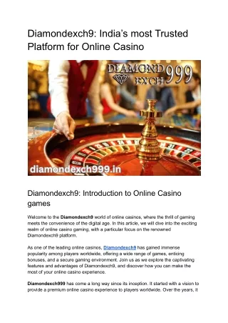diamondexch9 india s most trusted platform