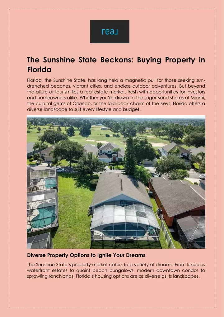 the sunshine state beckons buying property