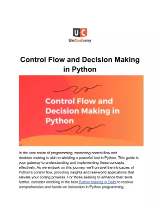 Control Flow and Decision Making in Python